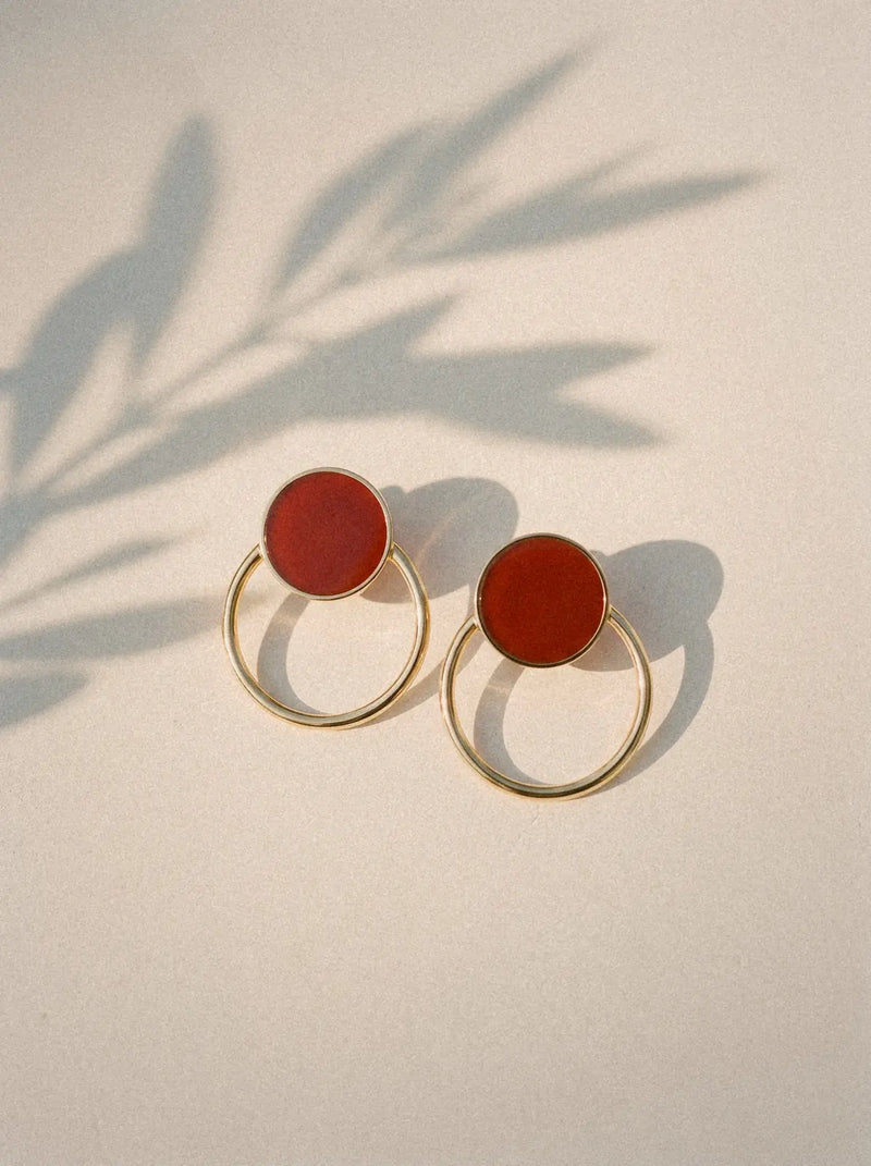Boucles d'oreilles Aura - Agate rouge