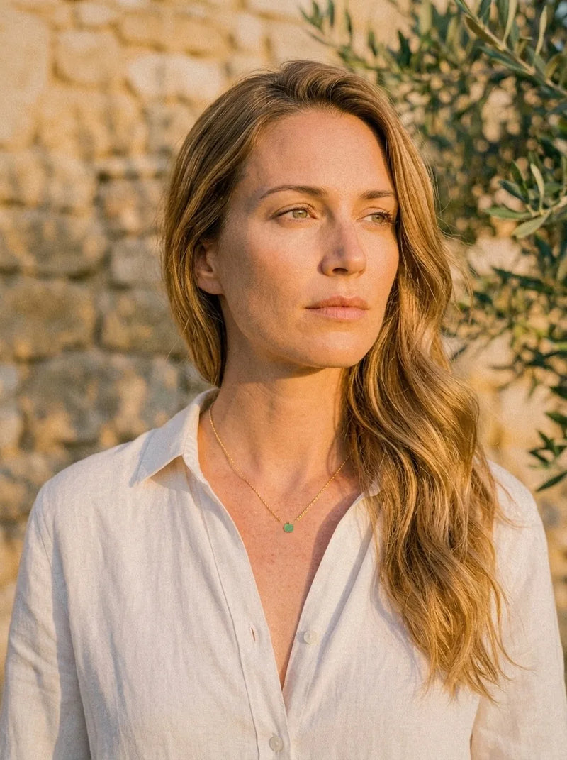 Collier Muse - Aventurine verte porté