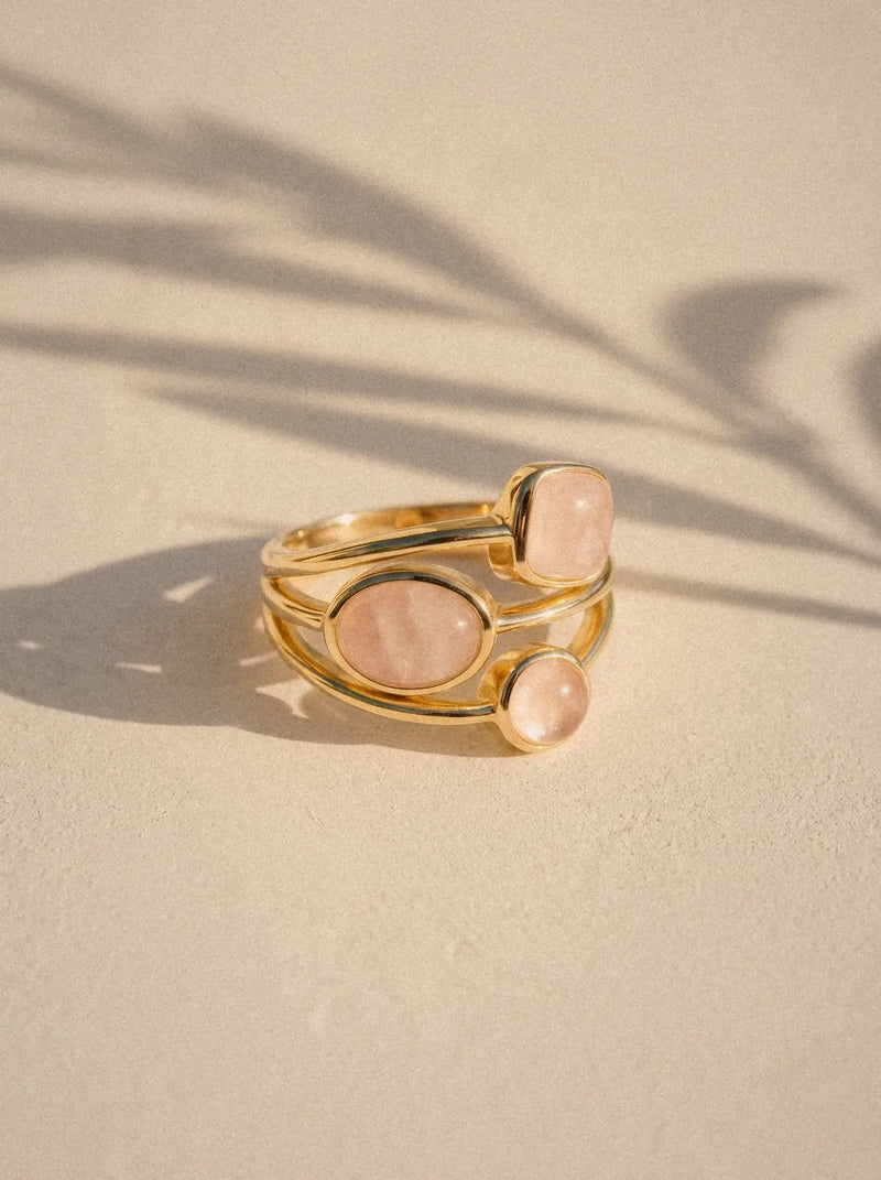 Bague Trio - Quartz rose