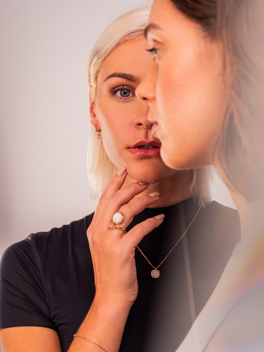 Bague Dual – Rhodonite et Nacre Rose