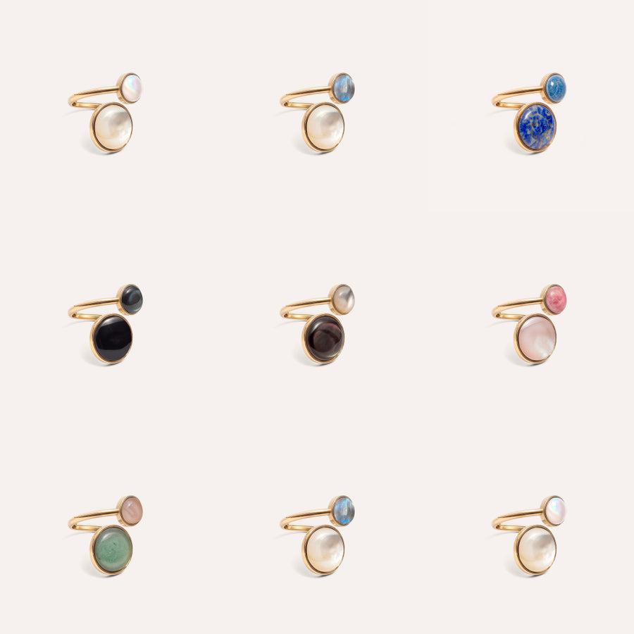 Bague Dual – Rhodonite et Nacre Rose