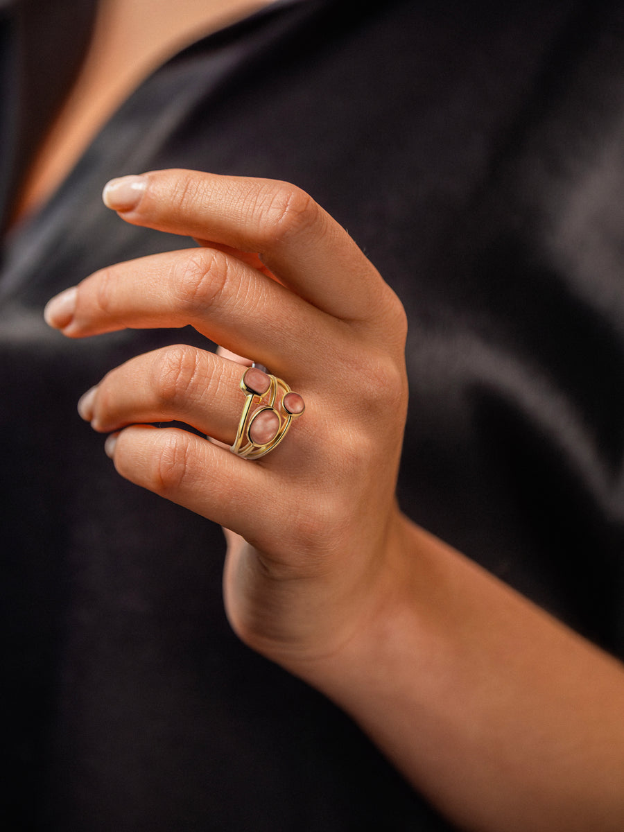 Photo Bague Trio - Quartz rose - Variante 1
