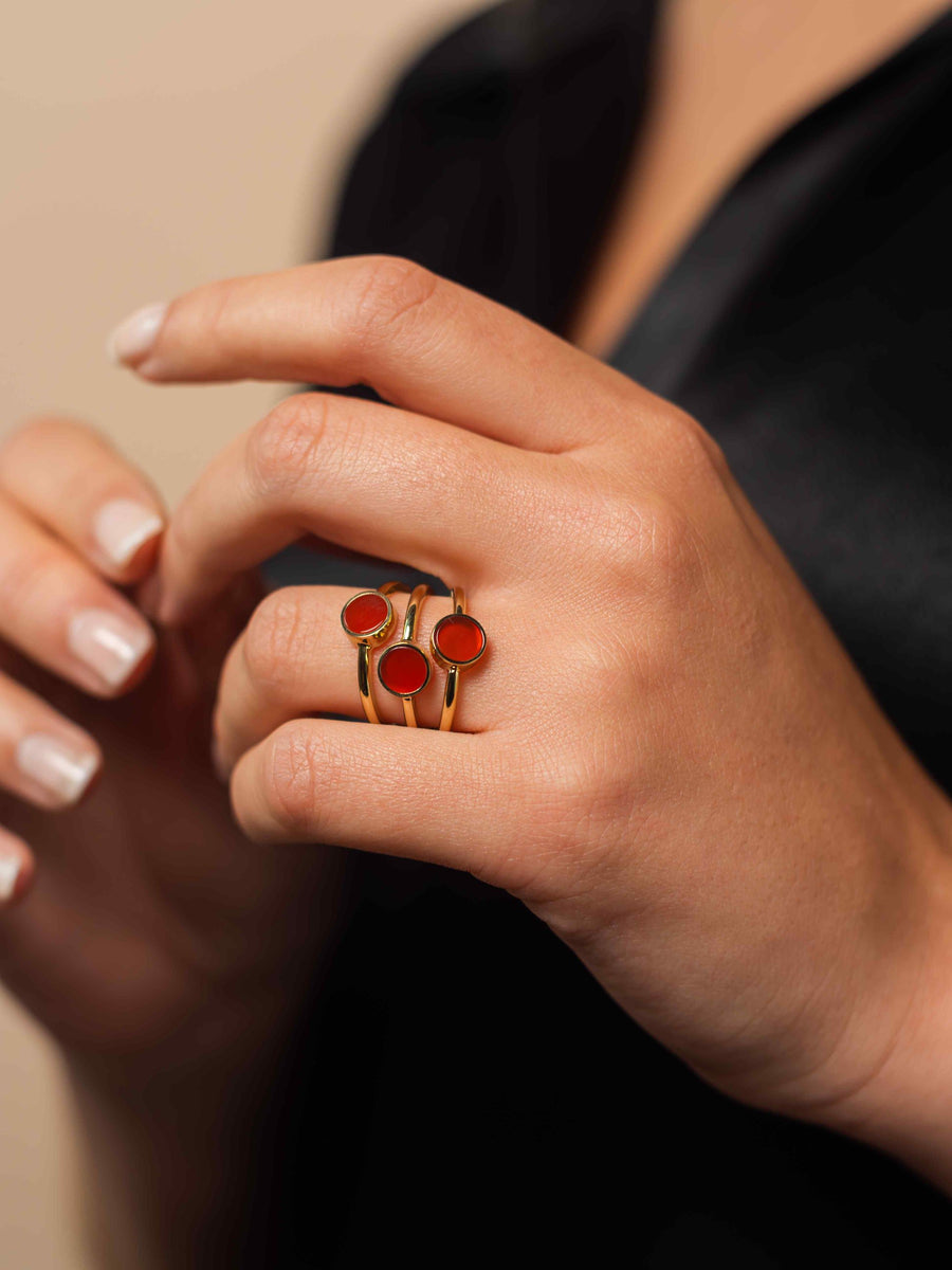 Photo modèle 3 - Bague Origine - Agate rouge