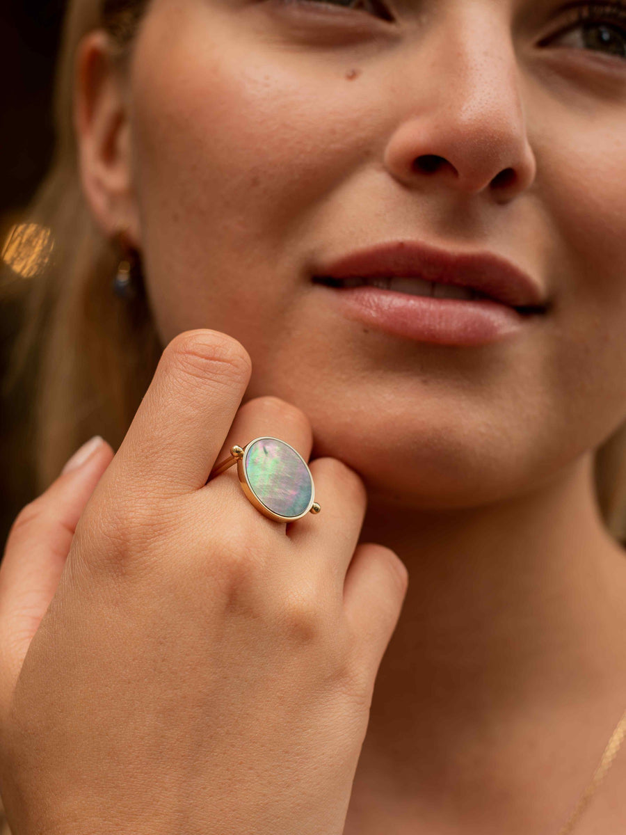 Bague Aura - Nacre grise