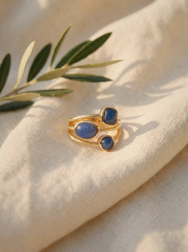 Bague Trio - Aventurine bleue