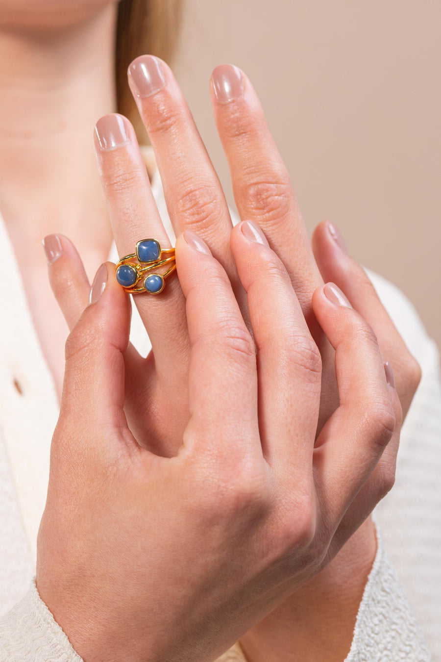 Bague Trio - Aventurine bleue