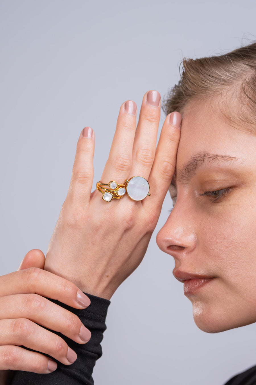 Photo Bague Trio - Nacre Blanche - Variante 5