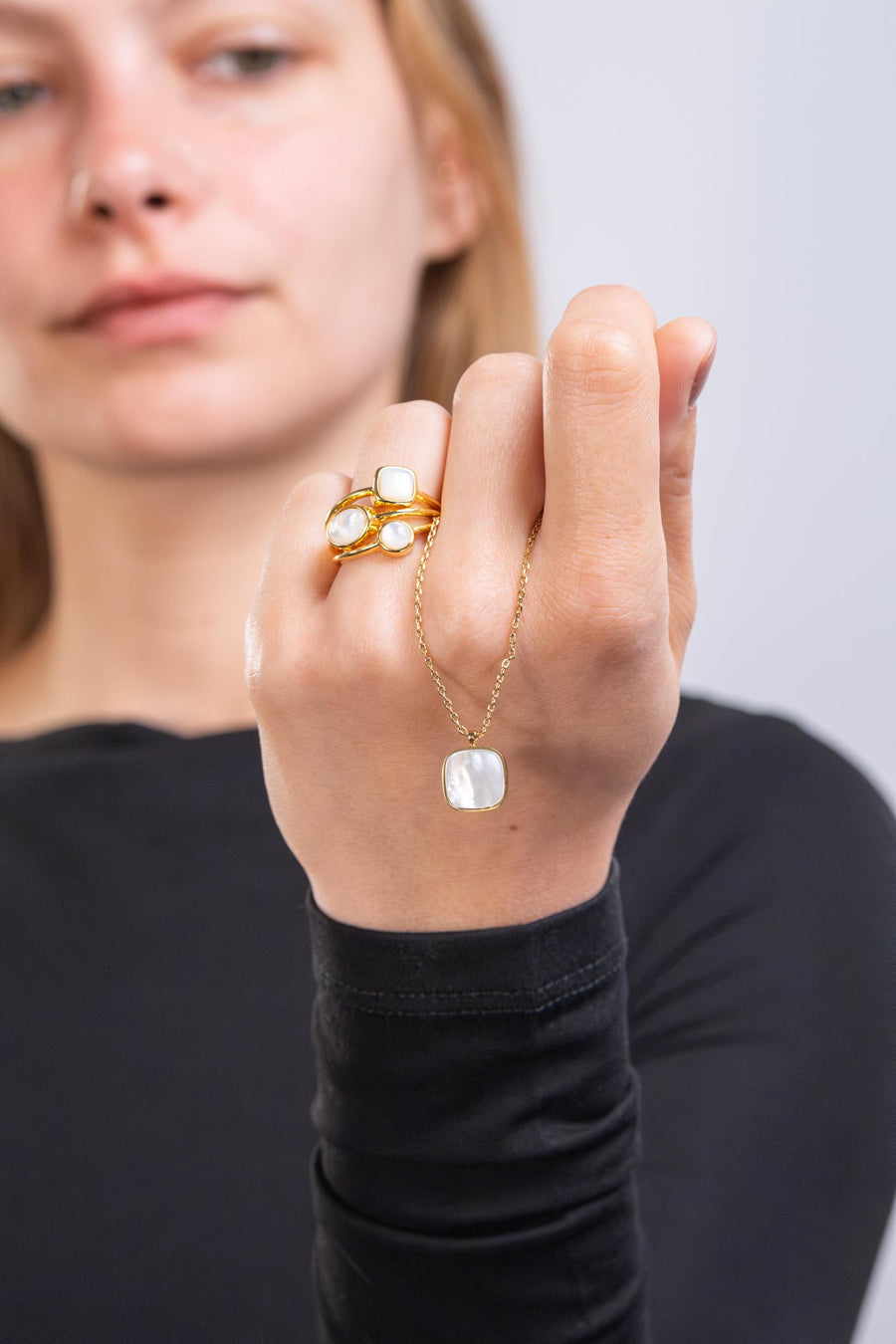 Photo Bague Trio - Nacre Blanche - Variante 6