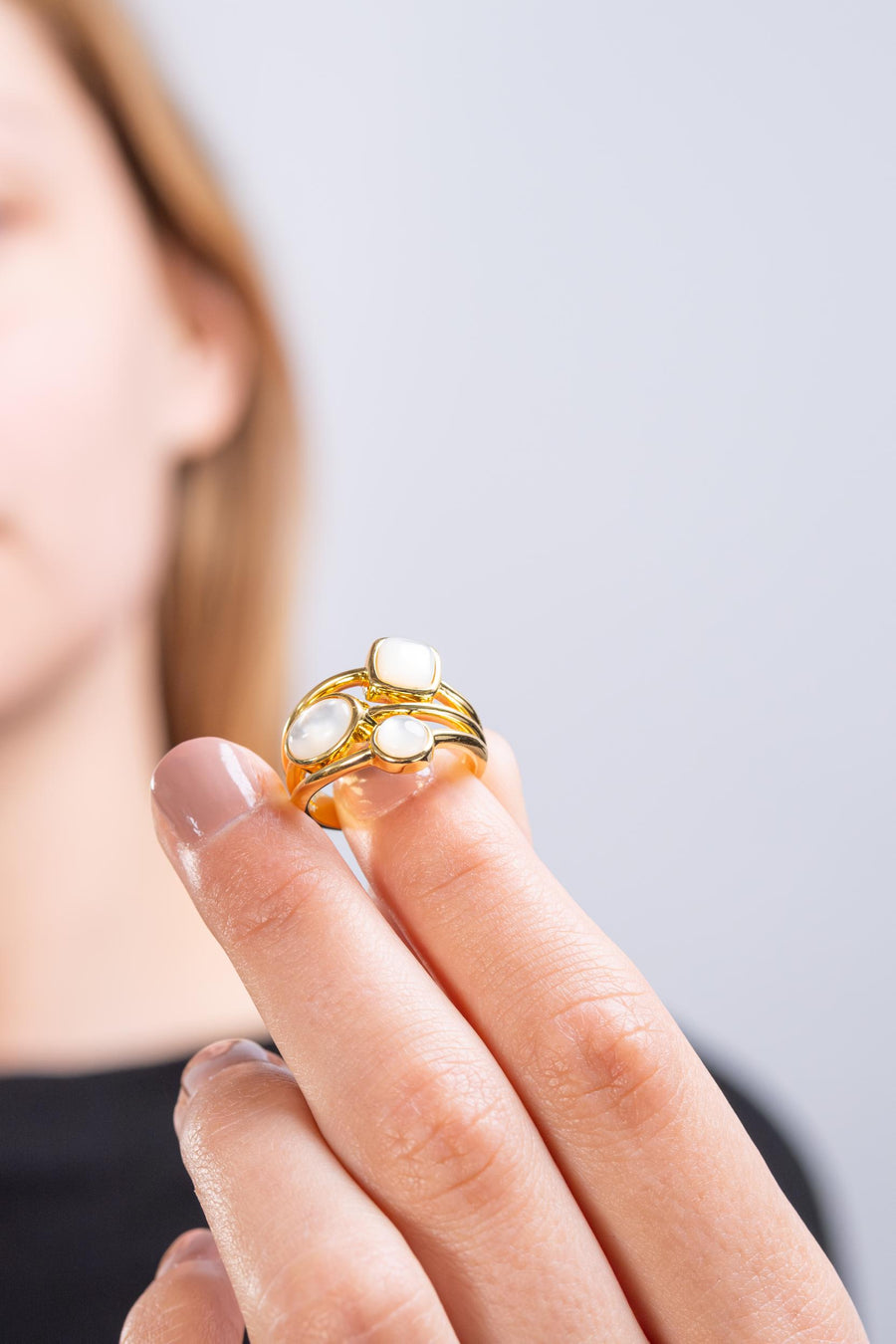 Photo Bague Trio - Nacre Blanche - Variante 10
