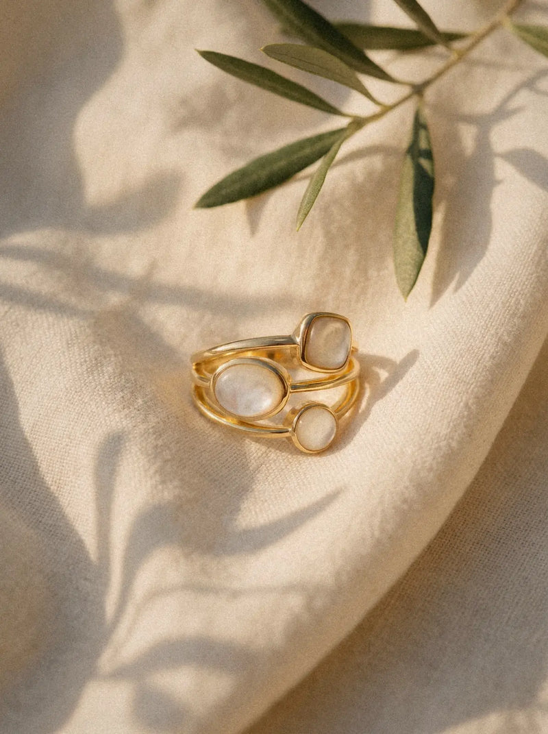 Bague Trio - Nacre Blanche