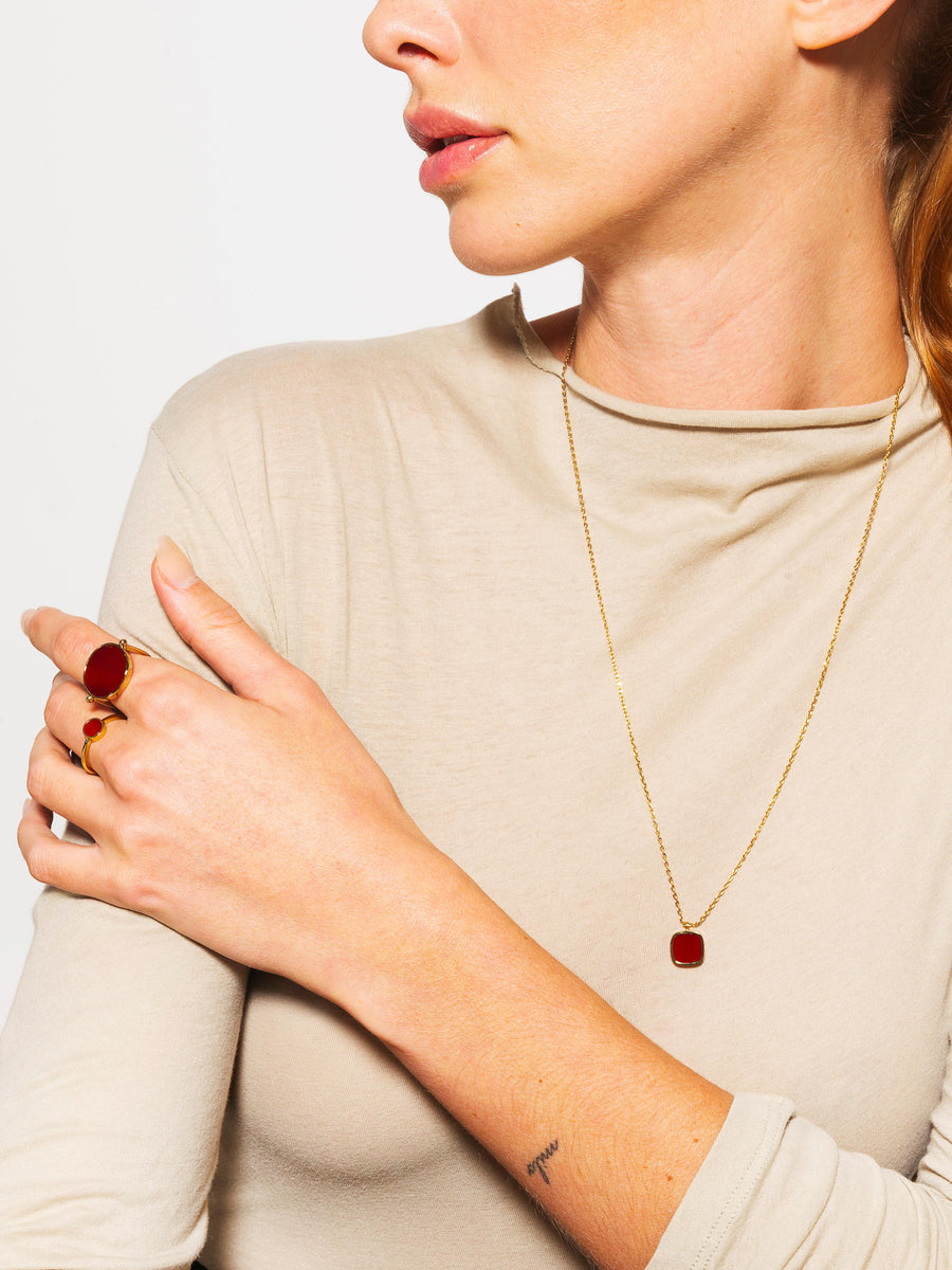 Collier long Muse - Agate rouge