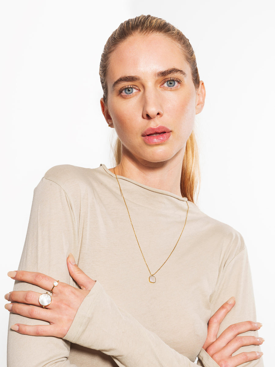 Collier long Muse - Nacre blanche