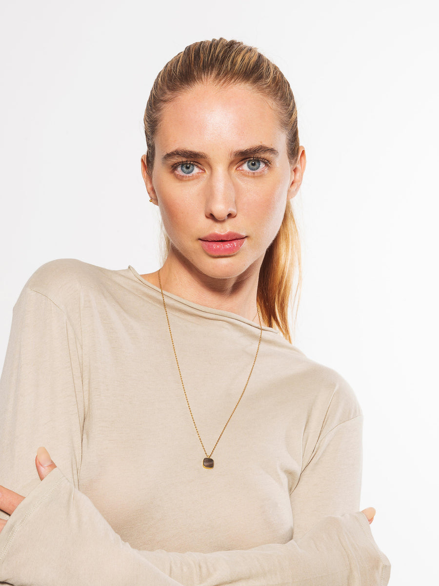 Photo Collier long Muse - Nacre grise - Variante 3