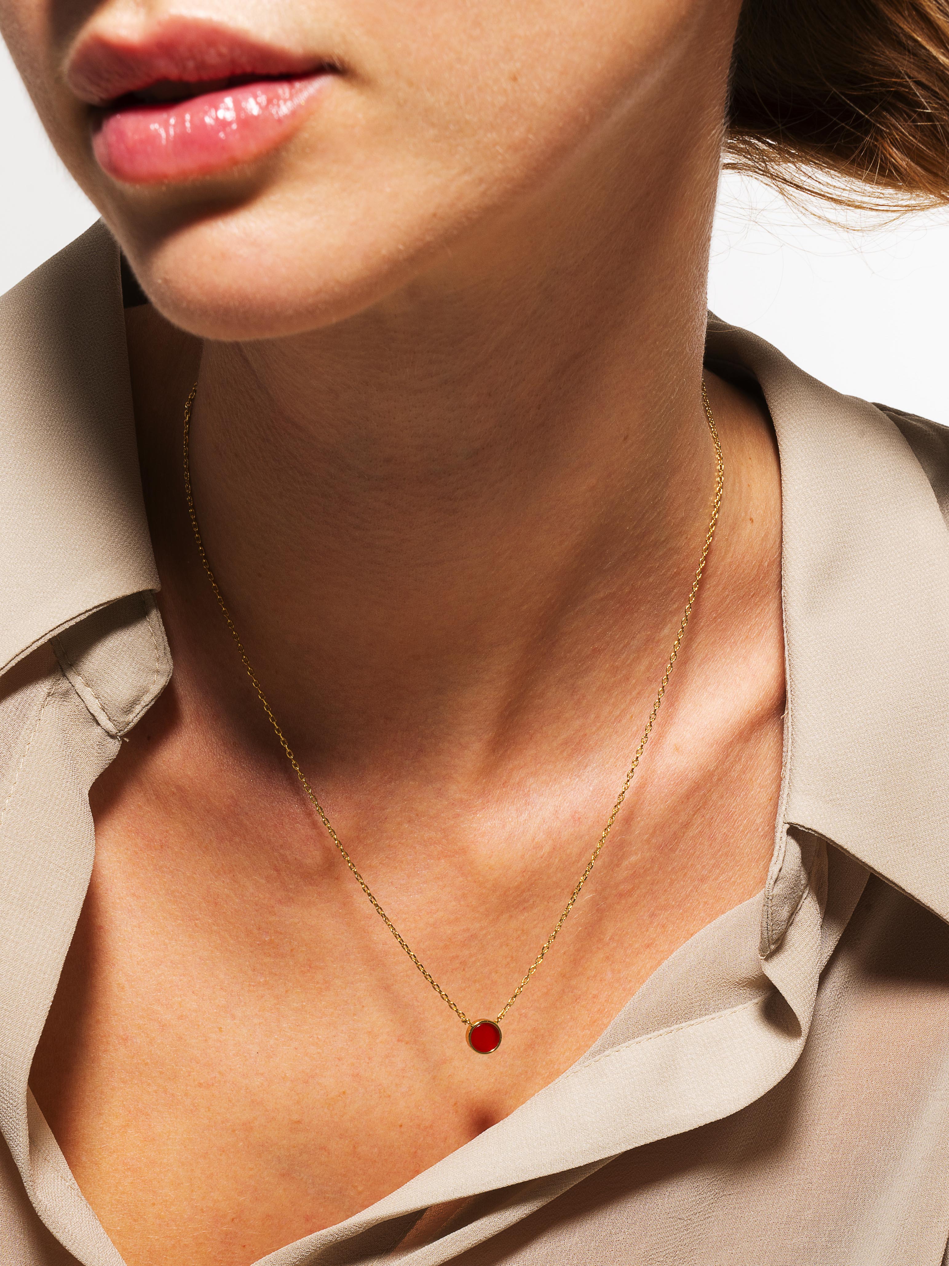 Collier Ras de Cou en Argent et Pierre Naturelle 10MM - Agate Rouge Collier Ras de Cou en Argent et Pierre Naturelle 10MM - Agate Rouge