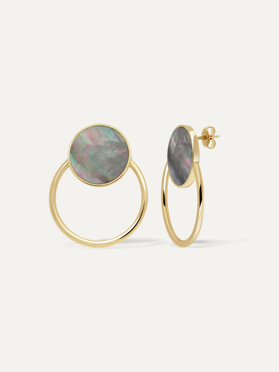 Photo Boucles d'oreilles Aura - Nacre grise - Variante 1